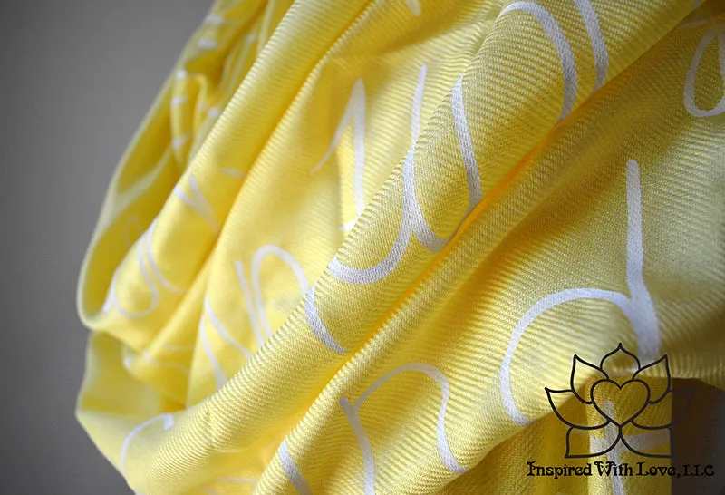 Custom Hand-painted Script Pashmina Yellow Scarf (Viscose/Acrylic blend) - Made to Order