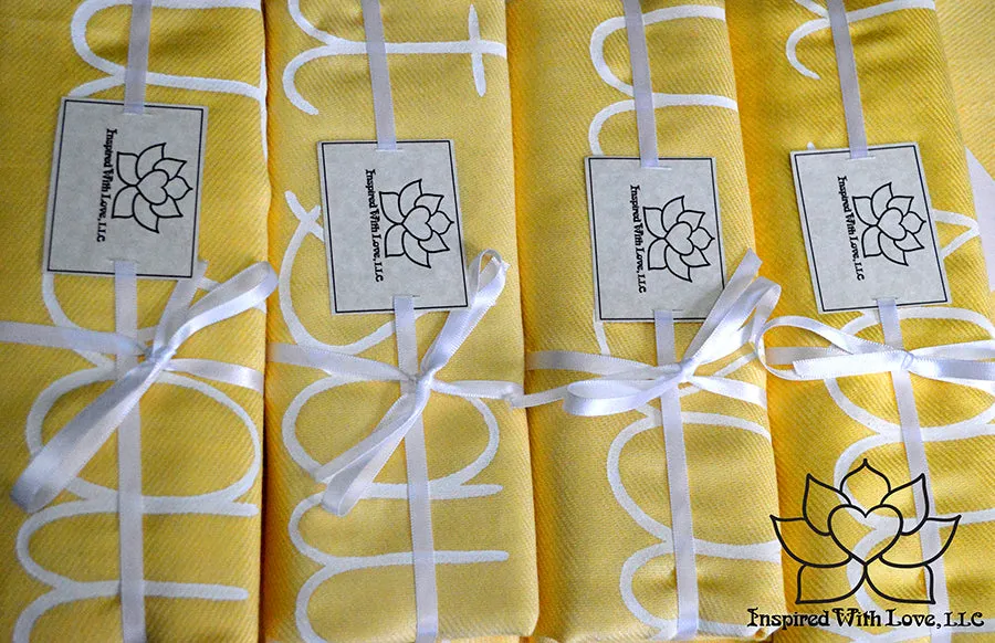Custom Hand-painted Script Pashmina Yellow Scarf (Viscose/Acrylic blend) - Made to Order