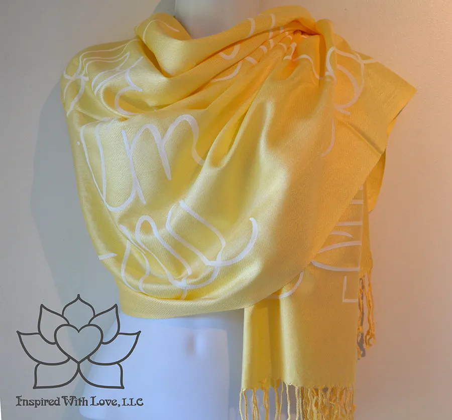 Custom Hand-painted Script Pashmina Yellow Scarf (Viscose/Acrylic blend) - Made to Order