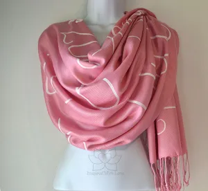Custom Hand-painted Script Rose Pink Scarf (Viscose/Acrylic blend) - Made to Order
