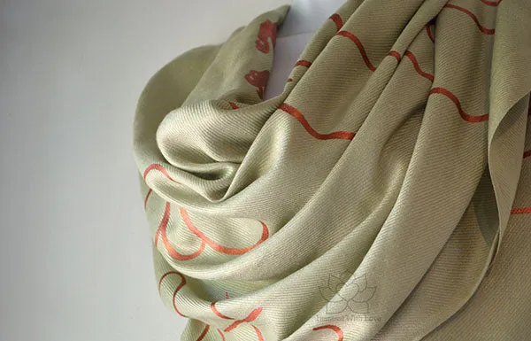 Custom Hand-painted Script Sage Scarf (Viscose/Acrylic blend) - Made to Order
