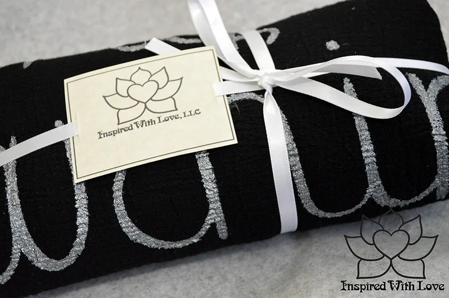 Custom Message 100% Cotton Gauze Black Scarf (Made to Order)