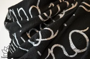Custom Message 100% Cotton Gauze Black Scarf (Made to Order)