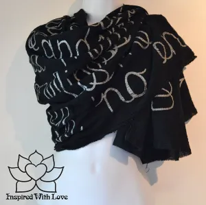 Custom Message 100% Cotton Gauze Black Shawl (Made to Order)
