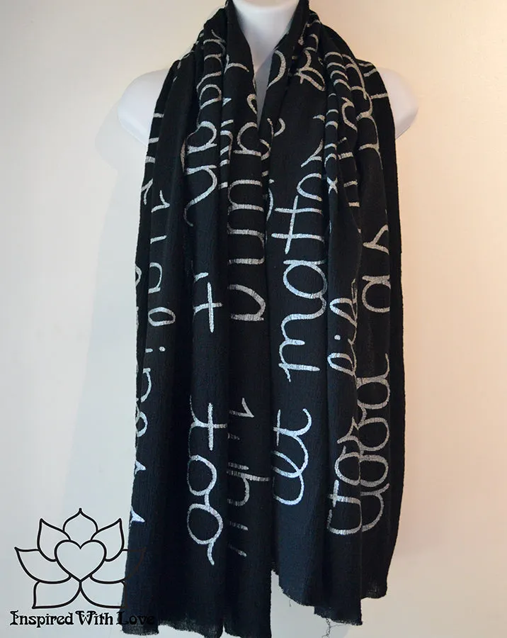 Custom Message 100% Cotton Gauze Black Shawl (Made to Order)
