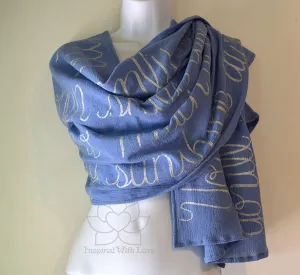Custom Message 100% Cotton Gauze Coppen Blue Scarf (Made to Order)