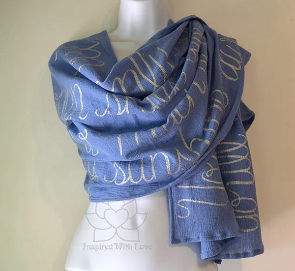 Custom Message 100% Cotton Gauze Coppen Blue Shawl (Made to Order)