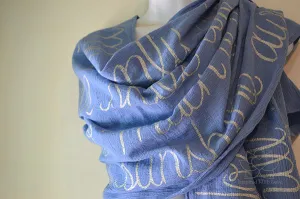 Custom Message 100% Cotton Gauze Coppen Blue Shawl (Made to Order)