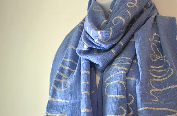 Custom Message 100% Cotton Gauze Coppen Blue Shawl (Made to Order)