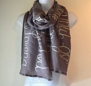 Custom Message 100% Cotton Gauze Dark Gray Shawl (Made to Order)