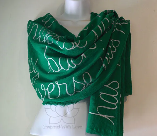 Custom Message 100% Cotton Gauze Flag Green Shawl (Made to Order)