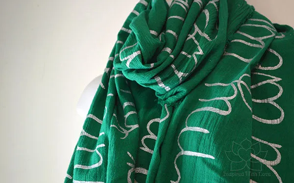 Custom Message 100% Cotton Gauze Flag Green Shawl (Made to Order)