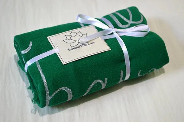 Custom Message 100% Cotton Gauze Flag Green Shawl (Made to Order)