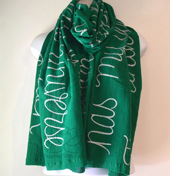 Custom Message 100% Cotton Gauze Flag Green Shawl (Made to Order)