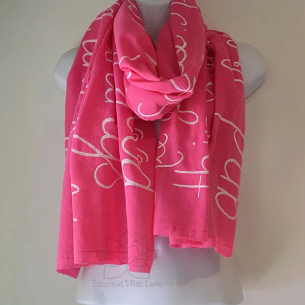 Custom Message 100% Cotton Gauze Fuchsia Scarf (Made to Order)