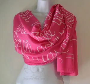Custom Message 100% Cotton Gauze Fuchsia Scarf (Made to Order)