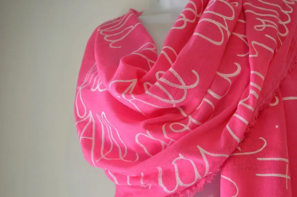 Custom Message 100% Cotton Gauze Fuchsia Scarf (Made to Order)