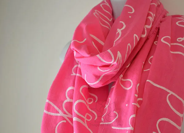 Custom Message 100% Cotton Gauze Fuchsia Scarf (Made to Order)