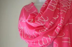 Custom Message 100% Cotton Gauze Fuchsia Shawl (Made to Order)