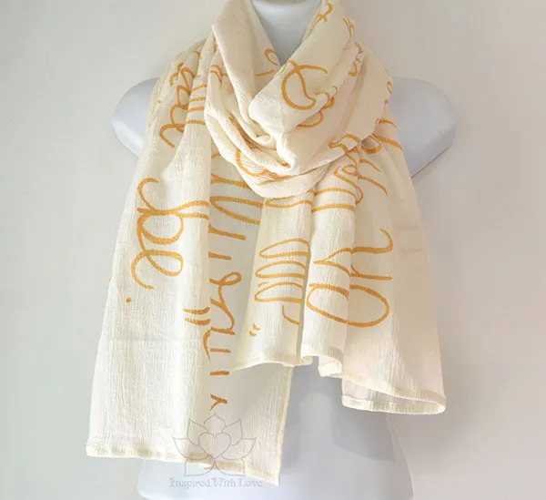 Custom Message 100% Cotton Gauze Ivory / Cream Scarf (Made to Order)