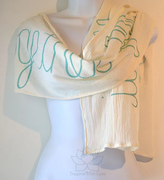 Custom Message 100% Cotton Gauze Ivory / Cream Scarf (Made to Order)
