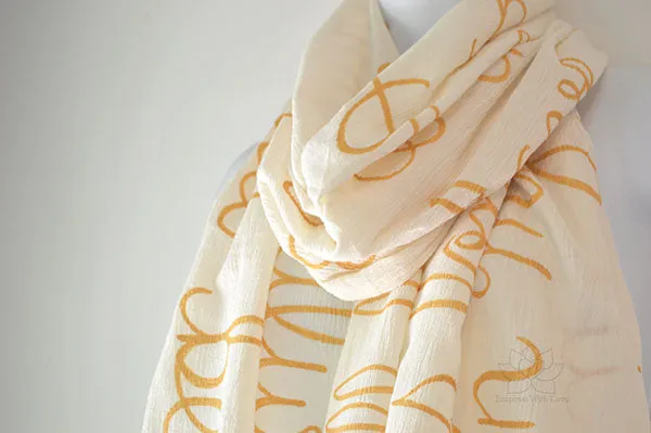 Custom Message 100% Cotton Gauze Ivory / Cream Scarf (Made to Order)