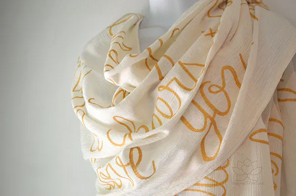 Custom Message 100% Cotton Gauze Ivory Cream Shawl (Made to Order)