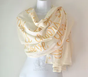 Custom Message 100% Cotton Gauze Ivory Cream Shawl (Made to Order)