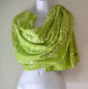 Custom Message 100% Cotton Gauze Lime Green Shawl (Made to Order)