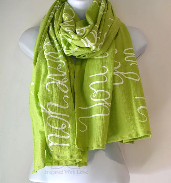 Custom Message 100% Cotton Gauze Lime Green Shawl (Made to Order)