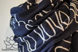 Custom Message 100% Cotton Gauze Navy Scarf (Made to Order)