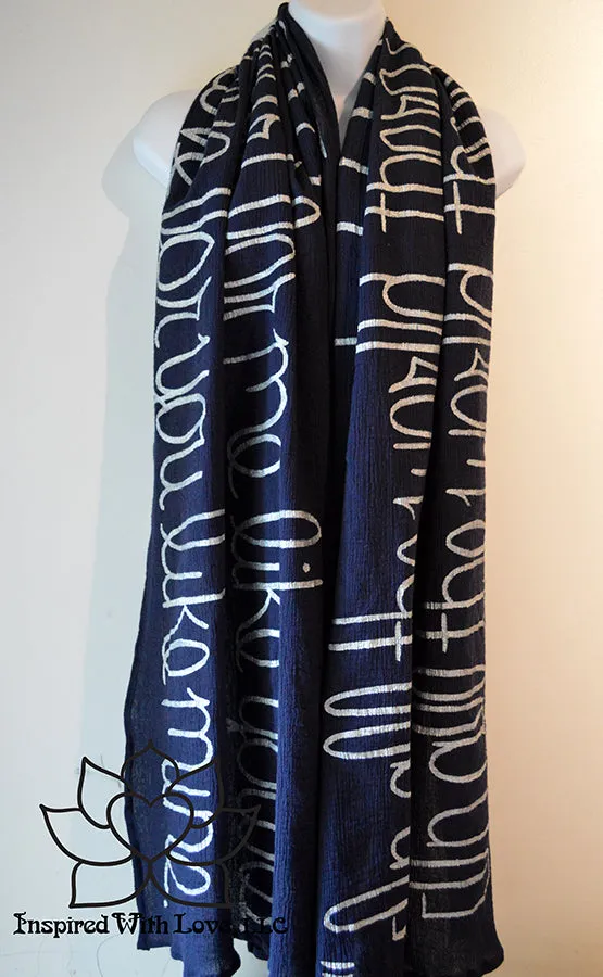 Custom Message 100% Cotton Gauze Navy Shawl (Made to Order)