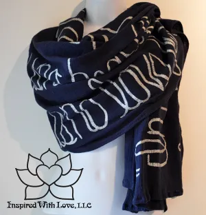 Custom Message 100% Cotton Gauze Navy Shawl (Made to Order)