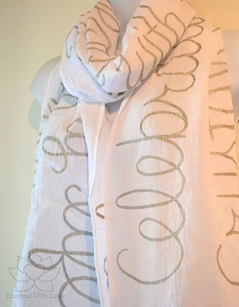 Custom Message 100% Cotton Gauze White Shawl (Made to Order)