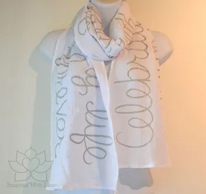 Custom Message 100% Cotton Gauze White Shawl (Made to Order)