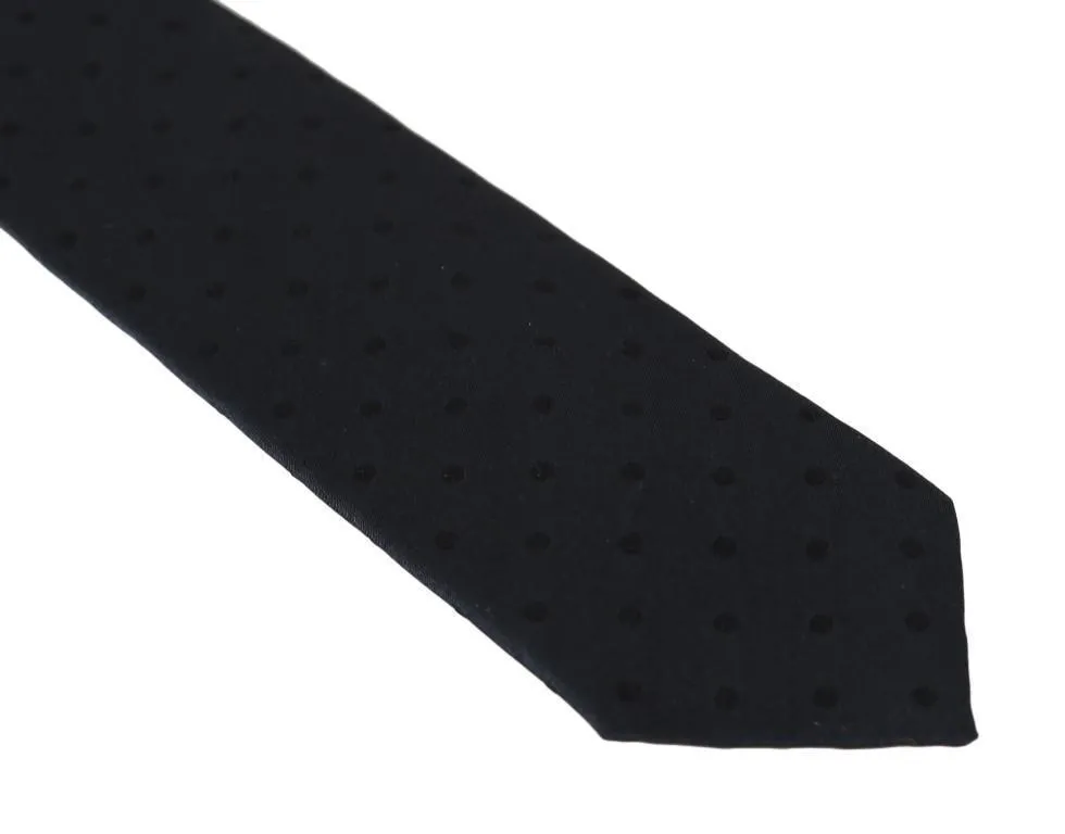 Dark Gray Silk Polka Dot Print Tie