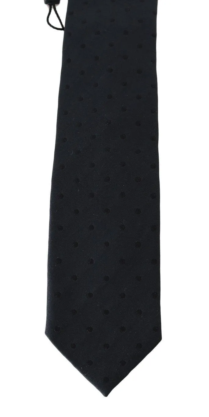 Dark Gray Silk Polka Dot Print Tie