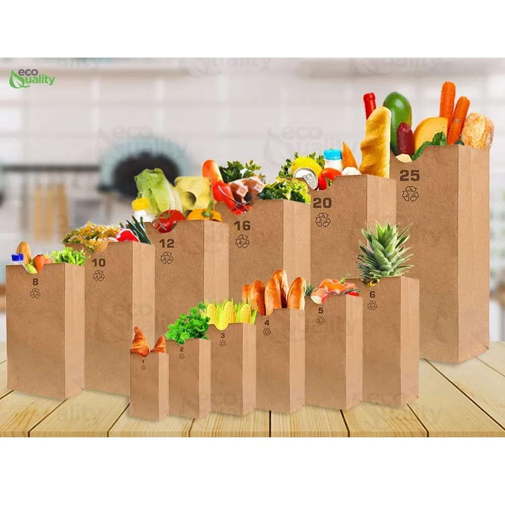 Eco Quality Brown Kraft Paper Bag (3 lb), Small, 500 Ct, Paper Lunch Bags