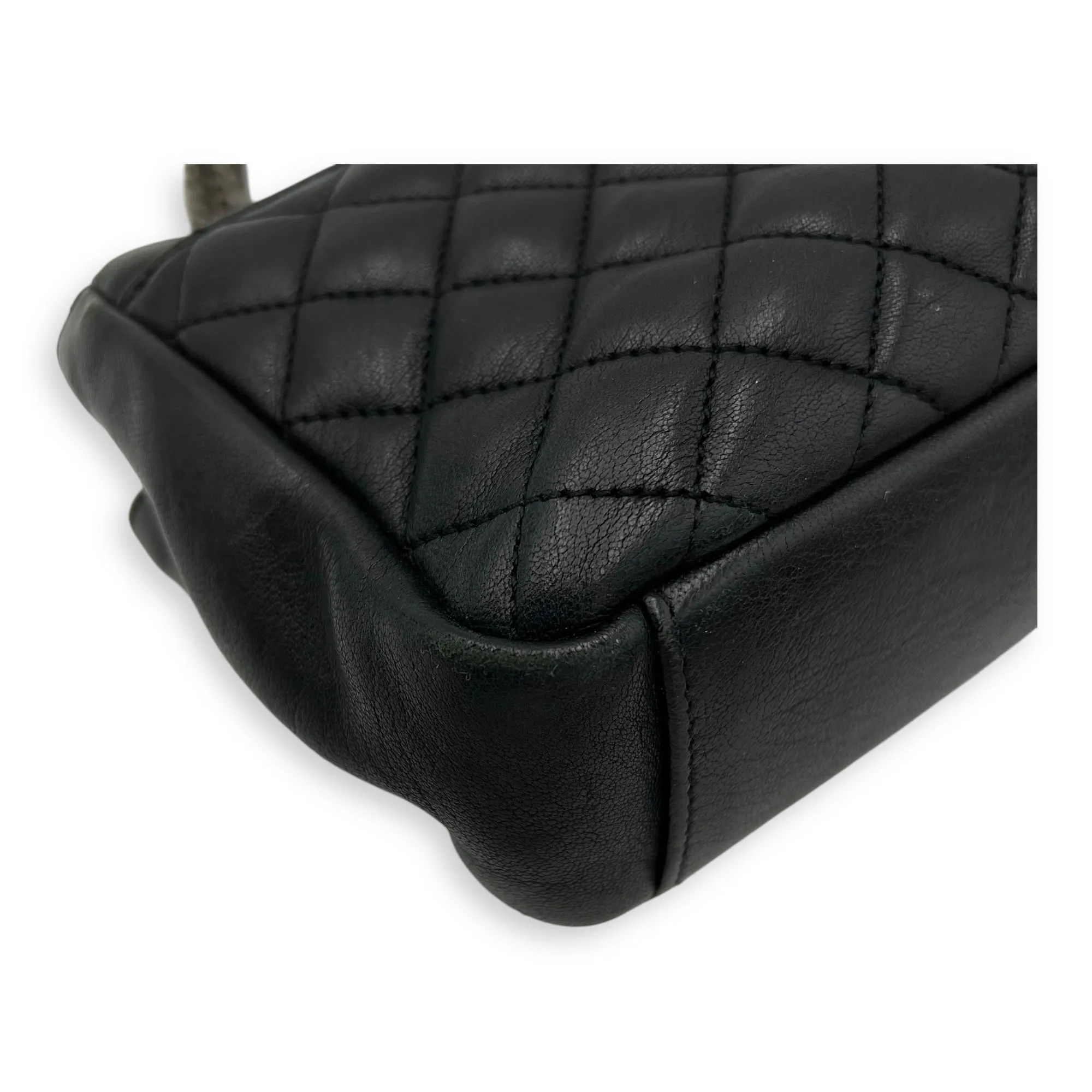 Envelope Shoulder Bag Black in Calfskin, Ruthenium hardware