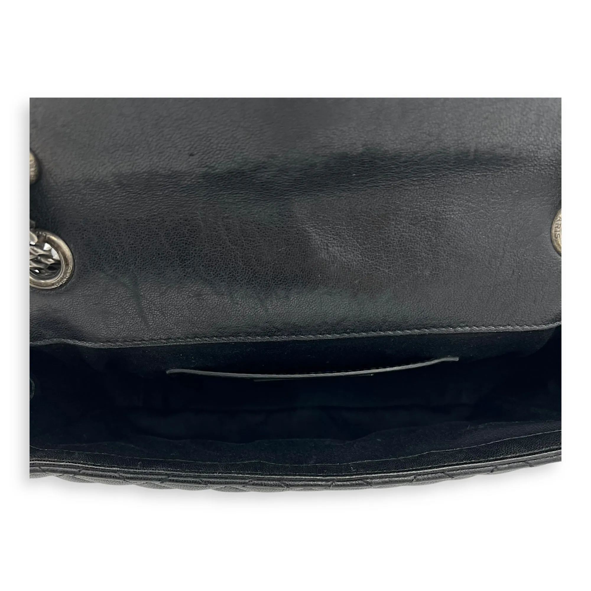 Envelope Shoulder Bag Black in Calfskin, Ruthenium hardware