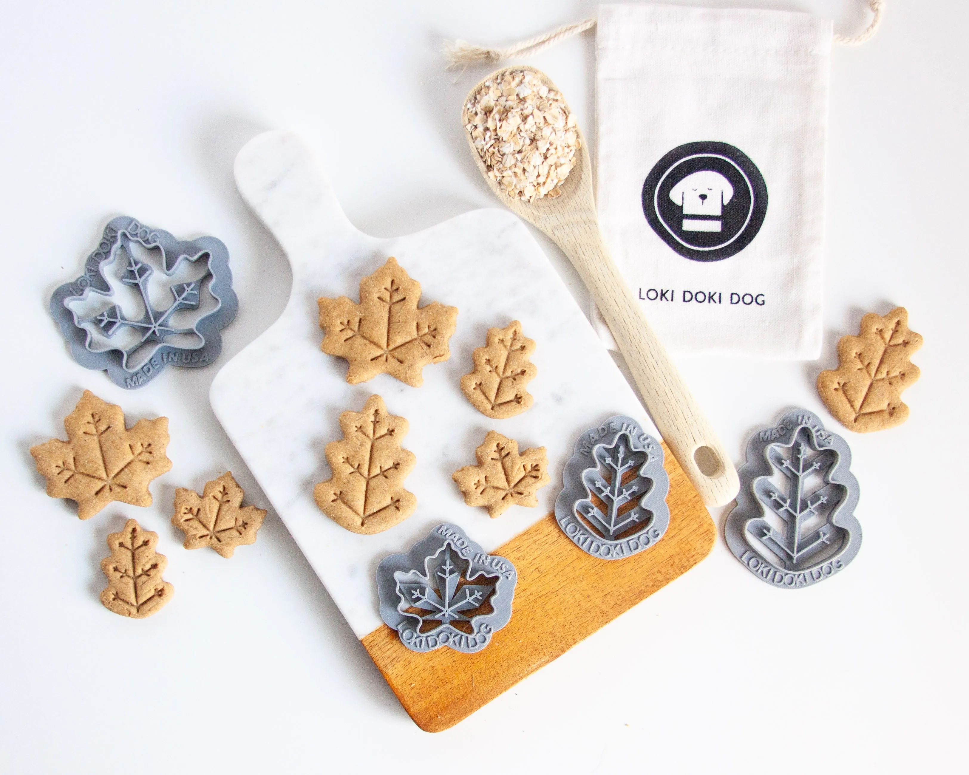 Fall Oak & Maple Leaf Shaped Dog Biscuit Cookie Cutter (Bundle Available)