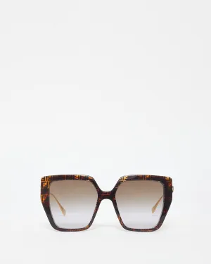 Fendi Monogram Tortoise Oversized FF40012U Square Sunglasses