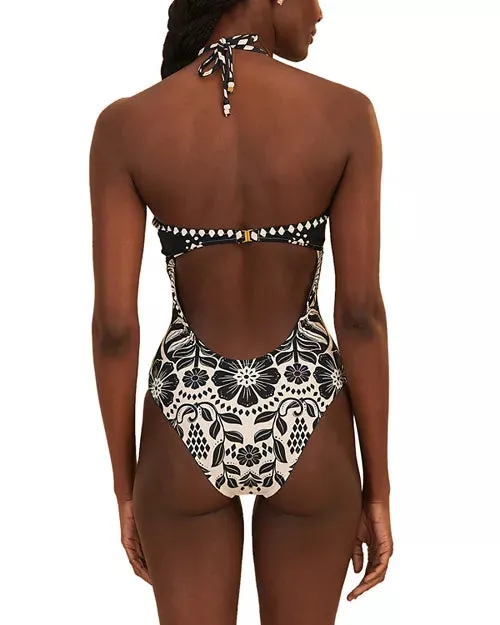 Flowers Leopard One Piece Swimsuit
