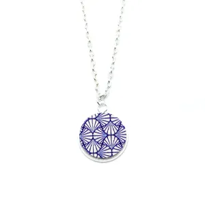 Geometric Ocean Waves Wood Pendant Necklace - LM