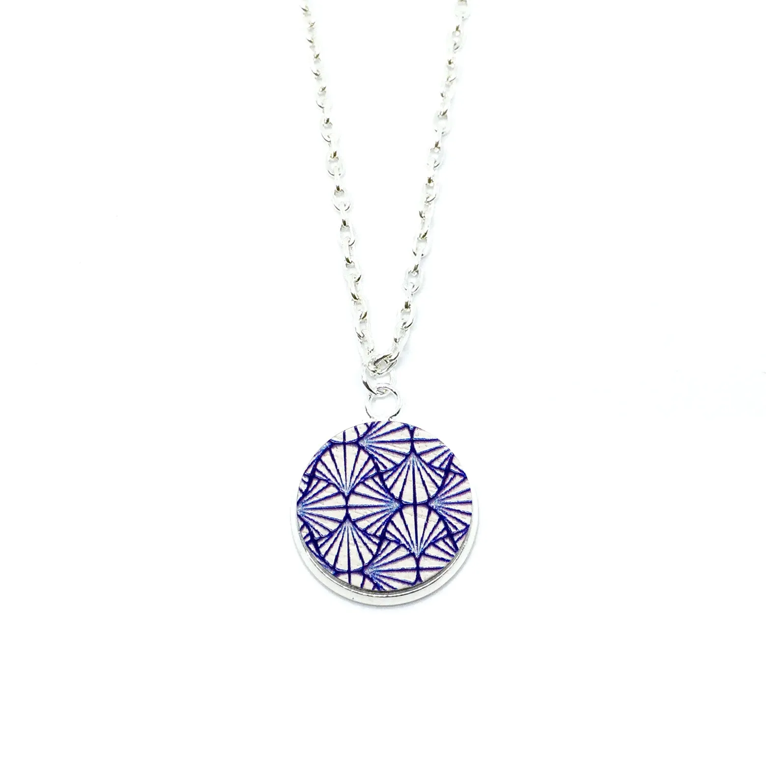 Geometric Ocean Waves Wood Pendant Necklace - LM