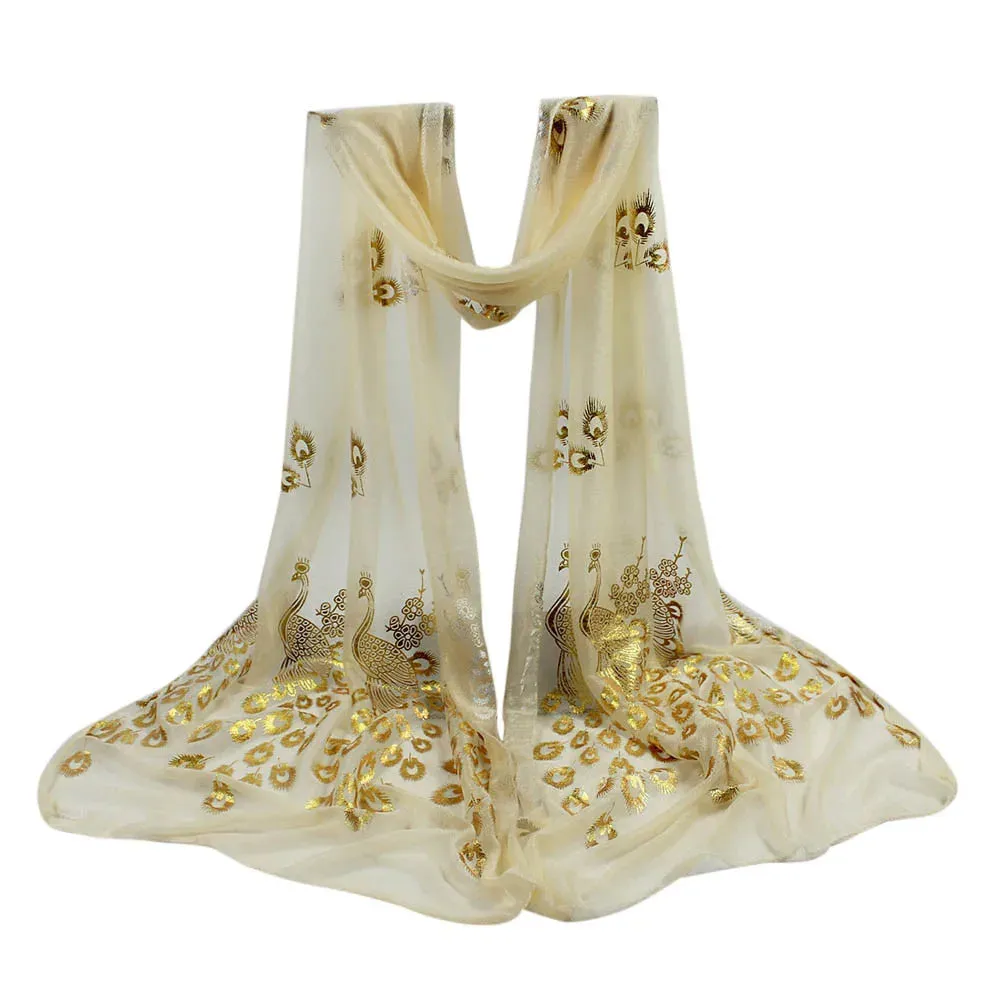 Glitter Shimmer Gold Chiffon Scarf Shawls Muslim Hijab Headscarf Women Long Head Wraps For Summer Beach Scarves Ladies 170*60cm
