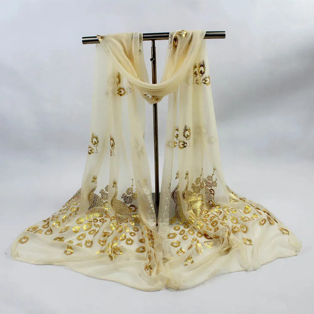 Glitter Shimmer Gold Chiffon Scarf Shawls Muslim Hijab Headscarf Women Long Head Wraps For Summer Beach Scarves Ladies 170*60cm
