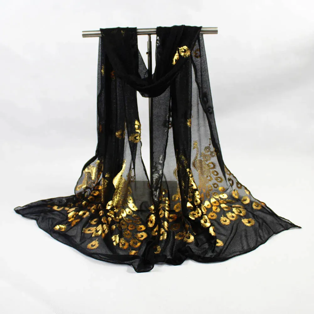 Glitter Shimmer Gold Chiffon Scarf Shawls Muslim Hijab Headscarf Women Long Head Wraps For Summer Beach Scarves Ladies 170*60cm