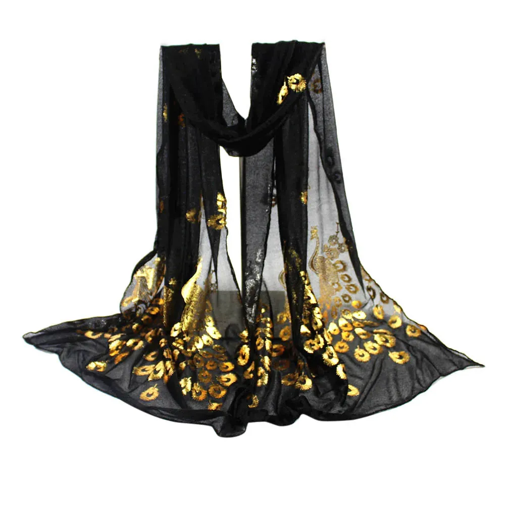 Glitter Shimmer Gold Chiffon Scarf Shawls Muslim Hijab Headscarf Women Long Head Wraps For Summer Beach Scarves Ladies 170*60cm