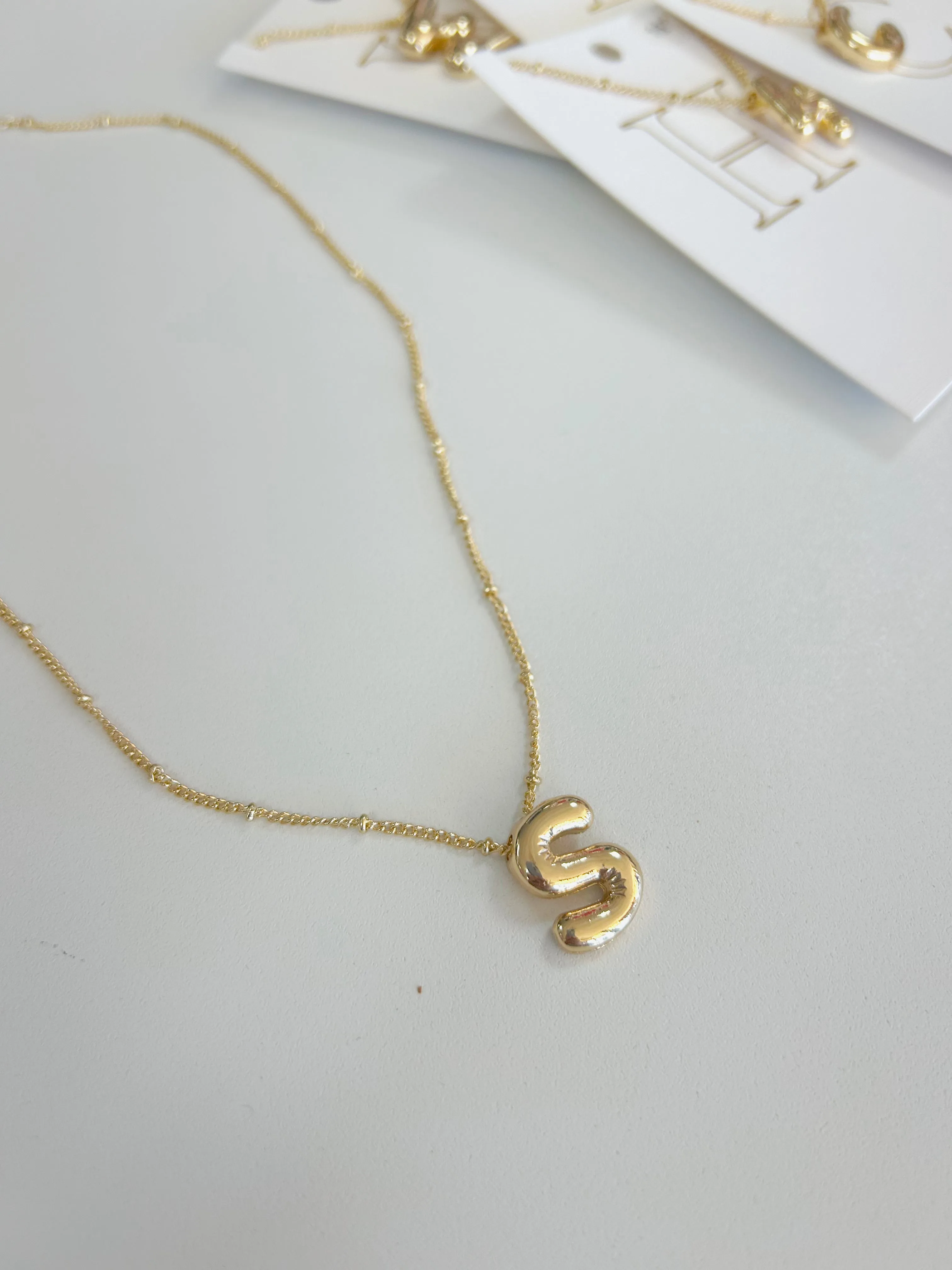 Gold Bubble Letter Necklace